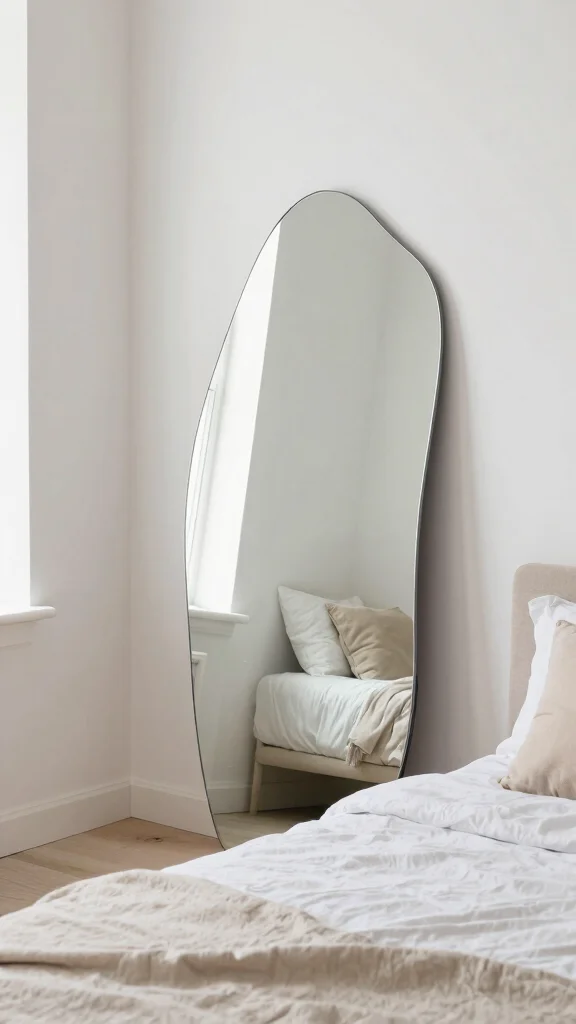 11 Wall Art Ideas for Bedroom Decor That Feel Calm and Modern - 10. Artistic Mirrors for Light and Space 1