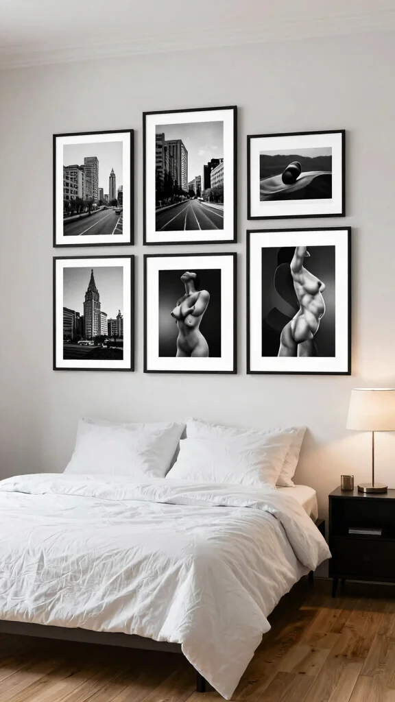 11 Wall Art Ideas for Bedroom Decor That Feel Calm and Modern - 2. Black and White Photography for a Modern Touch 1