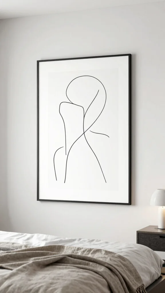 11 Wall Art Ideas for Bedroom Decor That Feel Calm and Modern - 4. Minimalist Line Art for a Contemporary Vibe 1