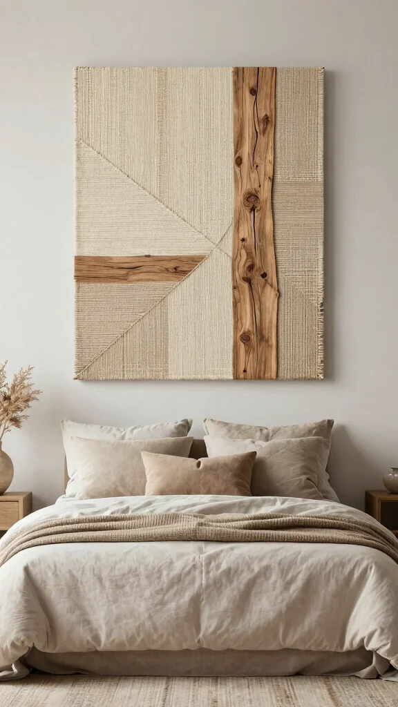 11 Wall Art Ideas for Bedroom Decor That Feel Calm and Modern - 9. Textured Wall Art for Depth 1