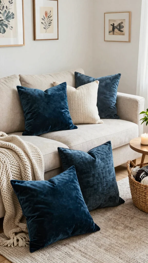 11 Ways to Style Throw Pillows and Blankets in the Living Room - 1. Layer Your Textures 1