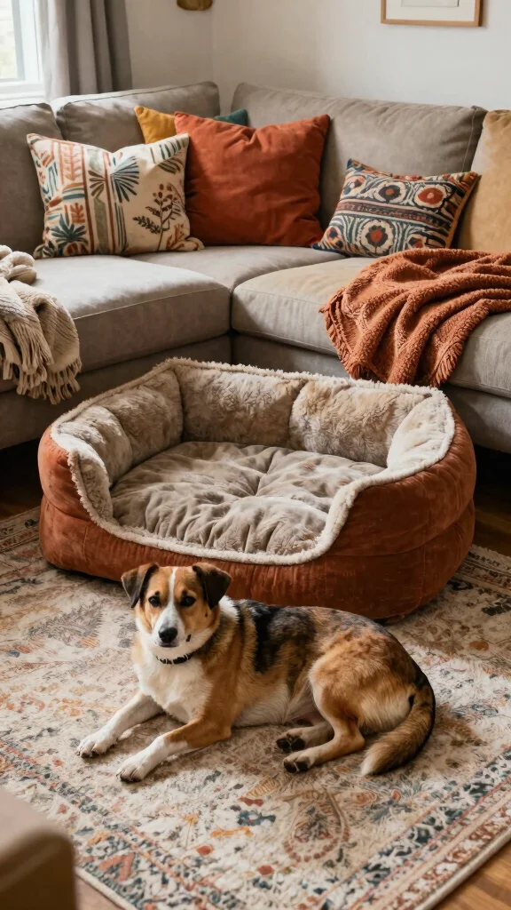 11 Ways to Style Throw Pillows and Blankets in the Living Room - 11. Don’t Forget the Pet Factor 1