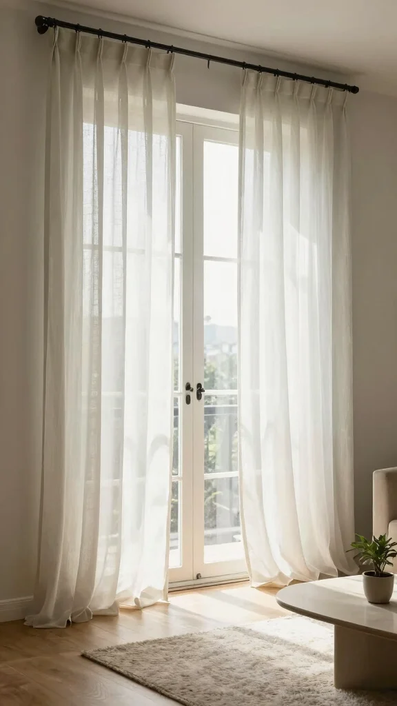 11 Window Treatment Ideas for French Doors That Look Elegant - 1. Sheer Organic Cotton Curtains 1