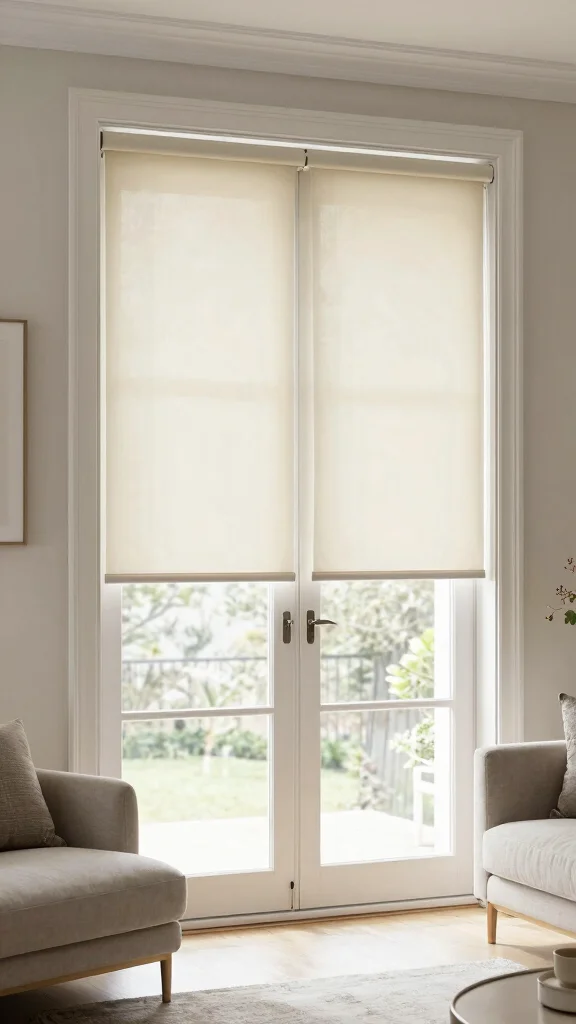 11 Window Treatment Ideas for French Doors That Look Elegant - 9. Pleated Shades with Eco-Friendly Fabrics 1