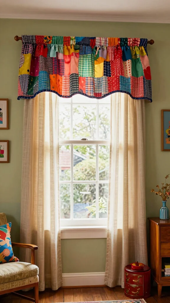 11 Window Valance Ideas That Add Style Without Feeling Dated - 8. Patchwork Valances for a DIY Touch 1