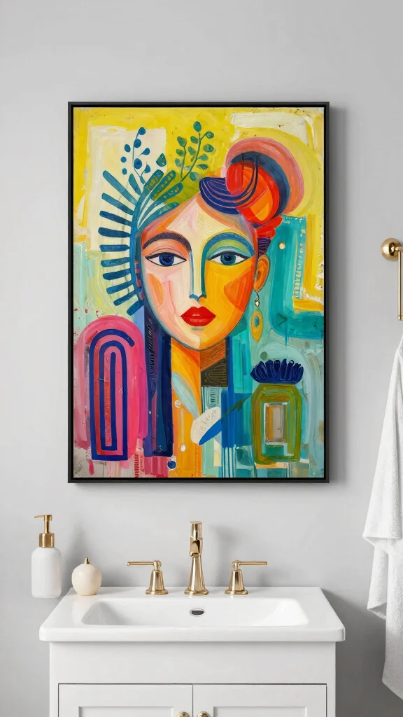 12 Bathroom Wall Art Ideas That Look Clean, Fresh, and Stylish - 10. Custom Art Pieces 1
