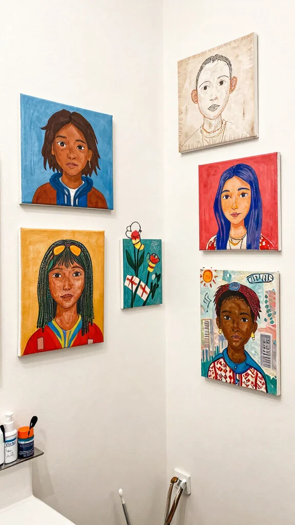 12 Bathroom Wall Art Ideas That Look Clean, Fresh, and Stylish - 12. DIY Art Projects 1