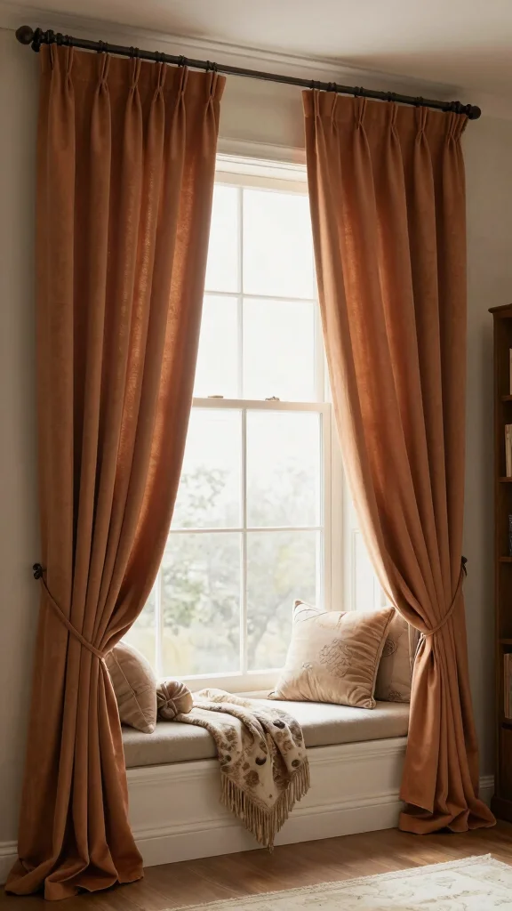 12 Bay Window Treatment Ideas for a Softer, Custom Look - 3. Cozy Curtain Panels for Warmth 1
