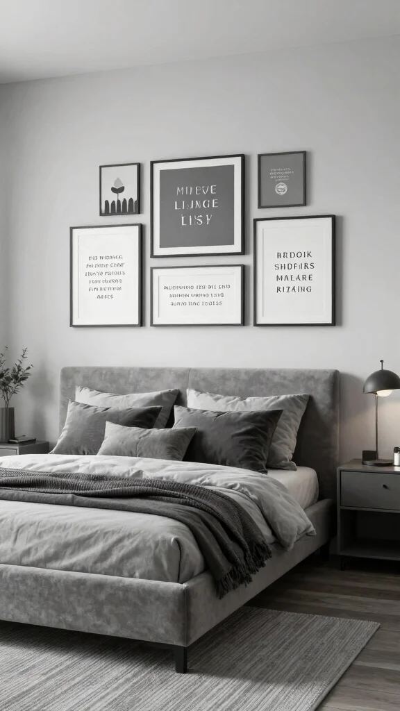 12 Bedroom Quote Wall Art Ideas for a Peaceful Personal Space - 11. Monochrome Quotes with a Twist 1