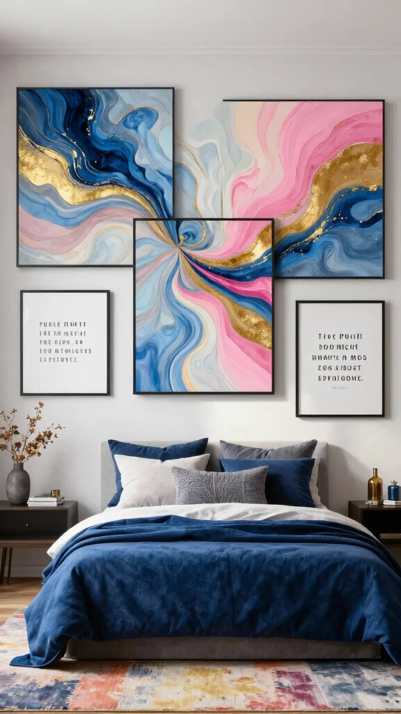 12 Bedroom Quote Wall Art Ideas for a Peaceful Personal Space - 6. Abstract Art with Quotes 1