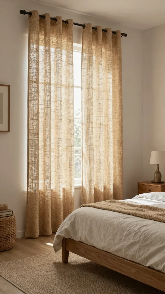 12 Bedroom Window Treatment Ideas for Better Sleep and Soft Style - 10. Natural Fiber Window Treatments 1