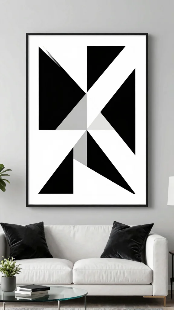 12 Black and White Wall Art Ideas That Never Go Out of Style - 1. Abstract Geometric Prints 1
