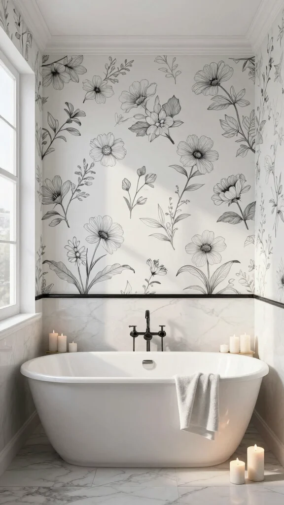 12 Black and White Wall Art Ideas That Never Go Out of Style - 11. Elegant Monochrome Flora 1