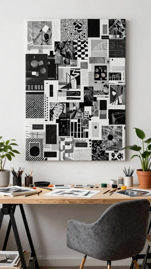 12 Black and White Wall Art Ideas That Never Go Out of Style - 12. Creative Collages 1
