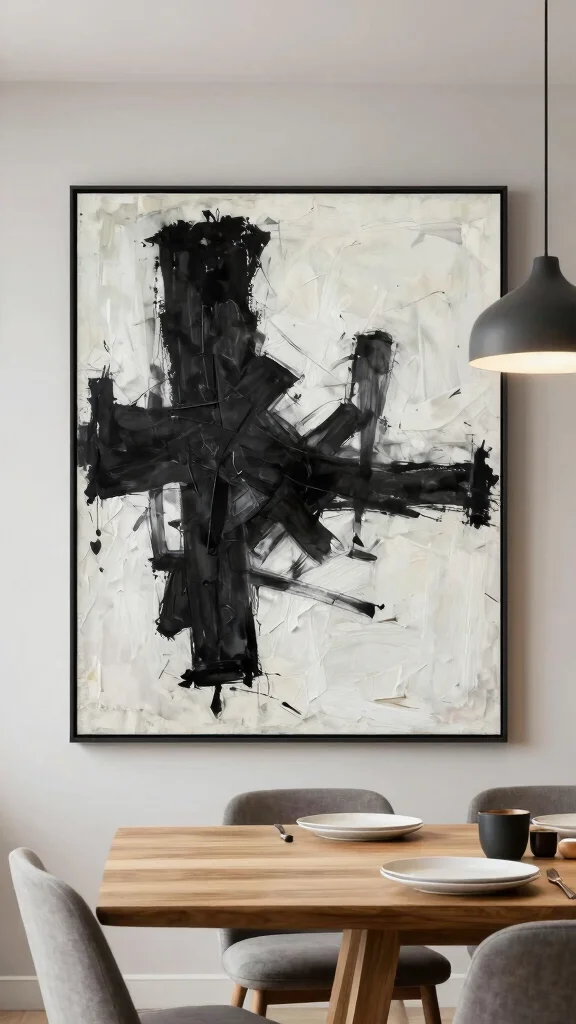 12 Black and White Wall Art Ideas That Never Go Out of Style - 6. Black and White Abstract Expressionism 1