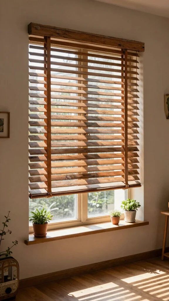 12 Cheap DIY Window Treatment Ideas That Still Look Custom - 3. Reclaimed Wood Blinds 1