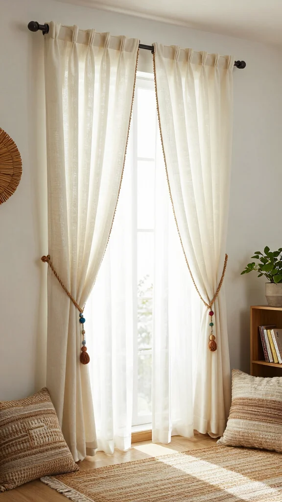 12 Cheap DIY Window Treatment Ideas That Still Look Custom - 5. Rope and Beads Accents 1