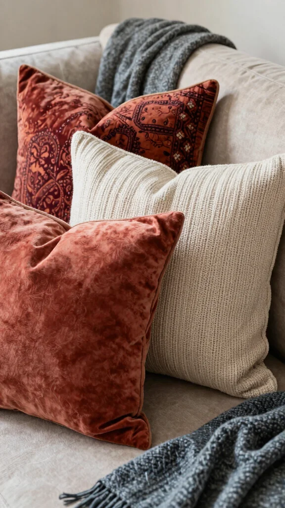 12 Easy Ways to Make Your Own Throw Pillows at Home - 7. Incorporate Texture with Mixed Fabrics 1