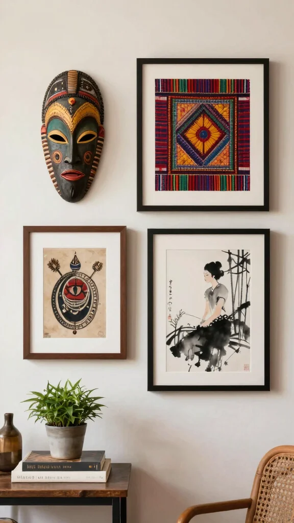 12 Mid-Century Wall Art Ideas for a Timeless Modern Space - 11. Cultural Art Pieces 1