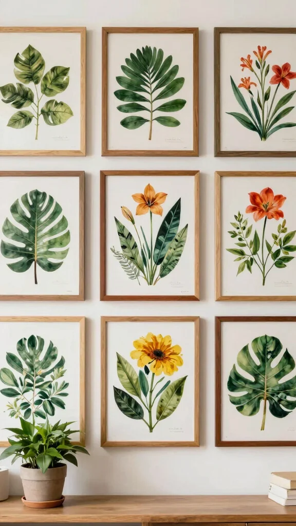 12 Mid-Century Wall Art Ideas for a Timeless Modern Space - 2. Retro Botanical Prints 1