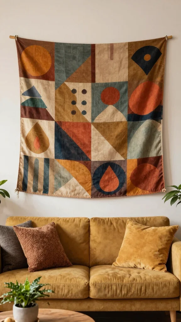 12 Mid-Century Wall Art Ideas for a Timeless Modern Space - 5. Colorful Wall Tapestries 1