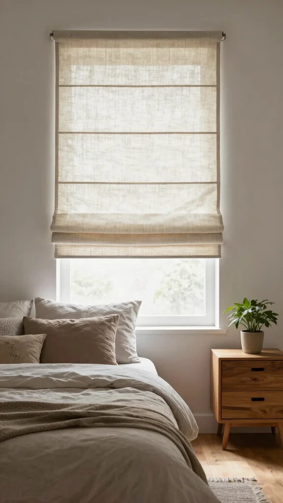 12 Roman Shade Window Treatment Ideas for a Clean, Tailored Look - 1. Organic Cotton Roman Shades 1