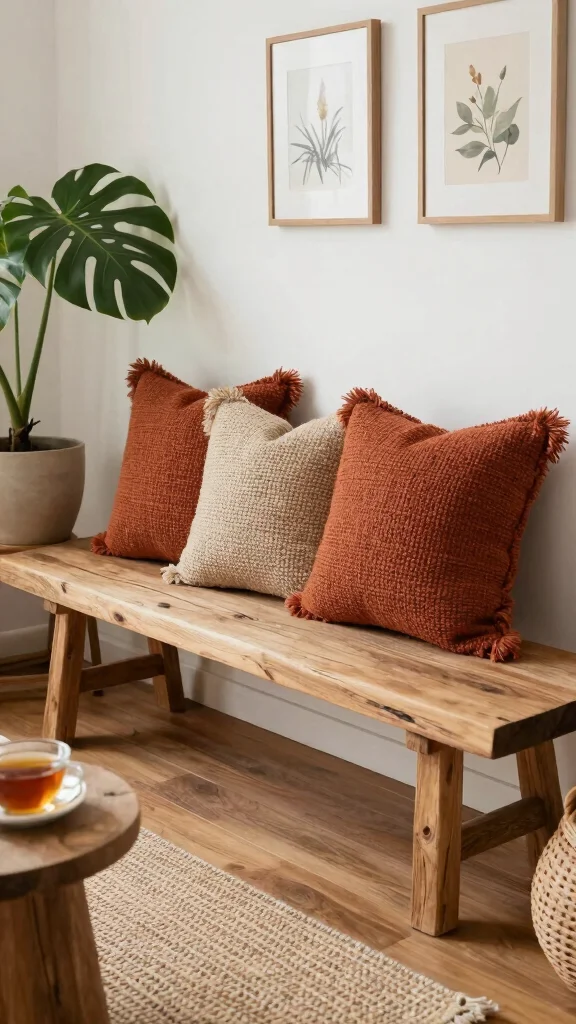 12 Rust Color Throw Pillow Ideas That Warm Up Neutral Spaces - 5. Handwoven Natural Fiber Pillows 1