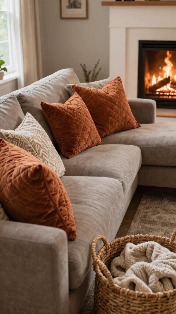 12 Rust Color Throw Pillow Ideas That Warm Up Neutral Spaces - 6. Quilted Accent Pillows 1