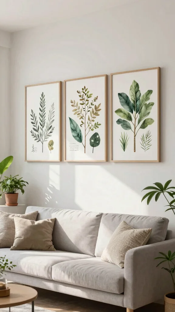 12 Three-Piece Wall Art Set Ideas for Living Rooms and Bedrooms - 6. Botanical Illustrations 1