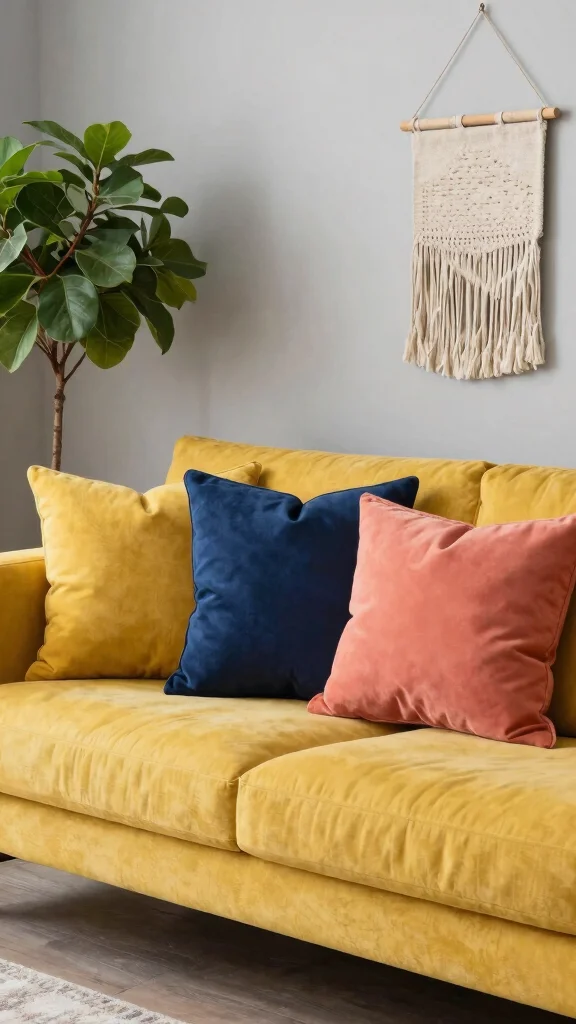 12 Throw Pillow Arrangement Ideas for a Couch That Looks Balanced - 3. Color Block Fun 1