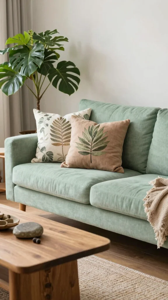 12 Throw Pillow Arrangement Ideas for a Couch That Looks Balanced - 4. Nature Inspired 1