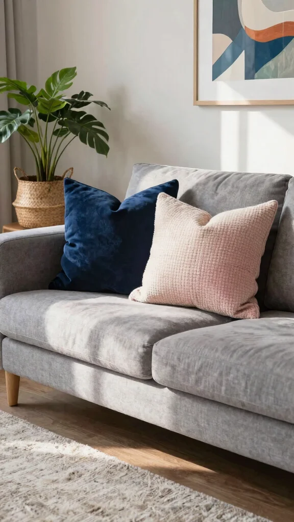 12 Throw Pillow Ideas for Couches That Look Designer Styled - 1. Mix Textures for a Luxurious Feel 1
