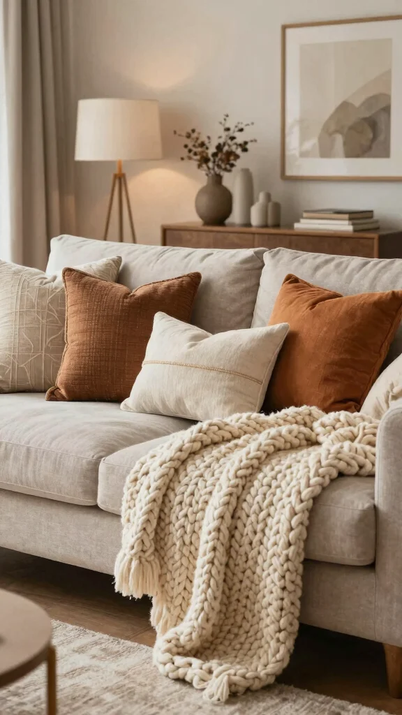 12 Throw Pillow Ideas for Couches That Look Designer Styled - 12. Layer with Blankets for Extra Coziness 1