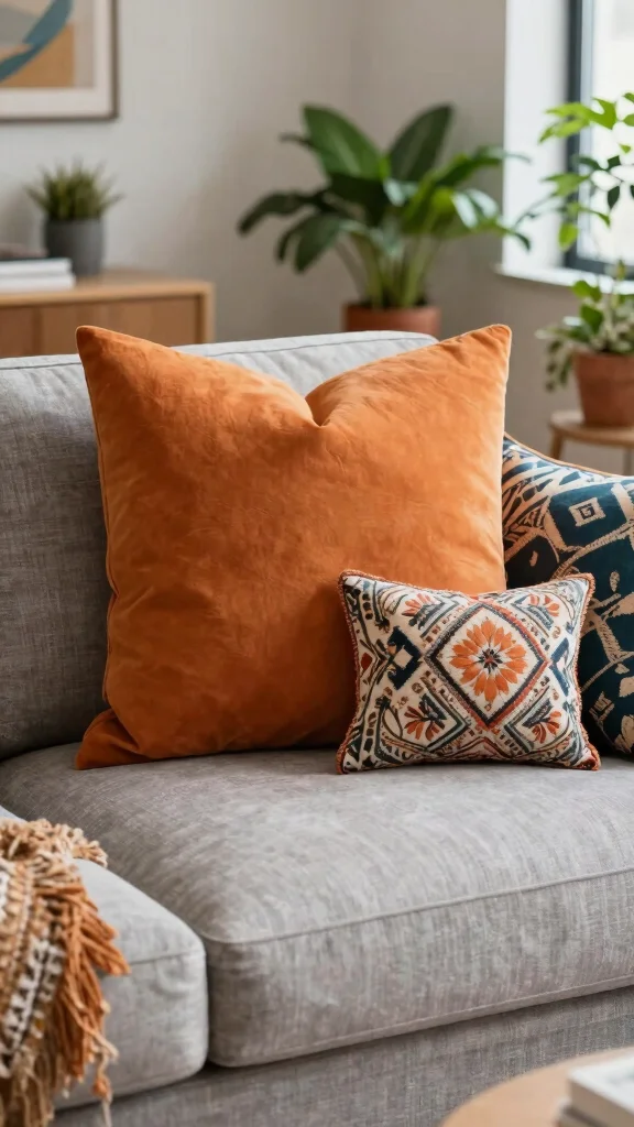 12 Throw Pillow Ideas for Couches That Look Designer Styled - 5. Play with Scale 1
