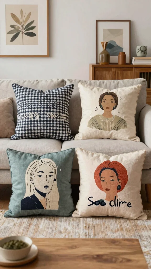 12 Throw Pillow Ideas for Couches That Look Designer Styled - 8. Personalize with Unique Prints 1