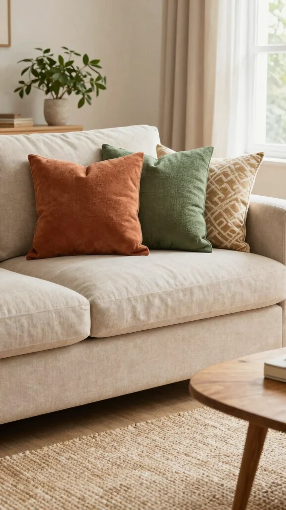 12 Throw Pillow Ideas for a Beige Couch That Feel Warm and Soft - 2. Earthy Tones for a Natural Vibe 1