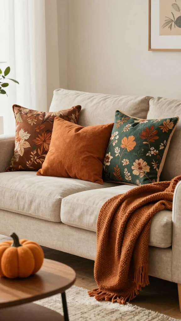 12 Throw Pillow Ideas for a Beige Couch That Feel Warm and Soft - 7. Seasonal Switch-Up for Freshness 1