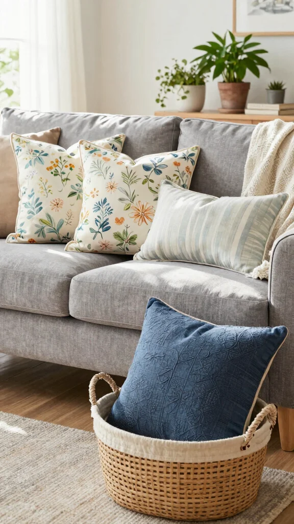 12 Throw Pillow Ideas for a Grey Couch That Always Work - 5. Seasonal Swaps to Freshen Up Your Space 1