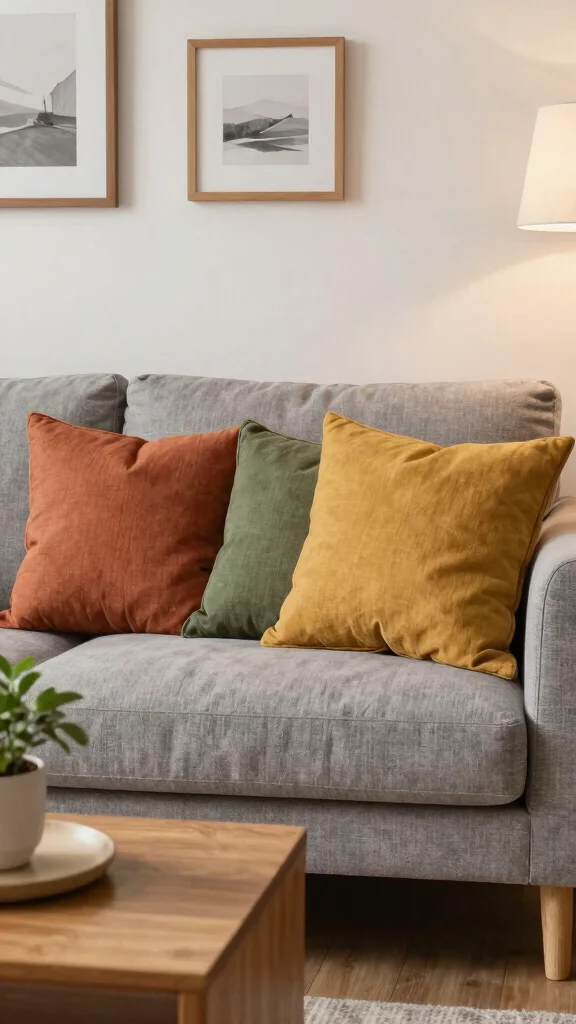 12 Throw Pillow Ideas for a Grey Couch That Always Work - 6. Earthy Tones for a Natural Touch 1