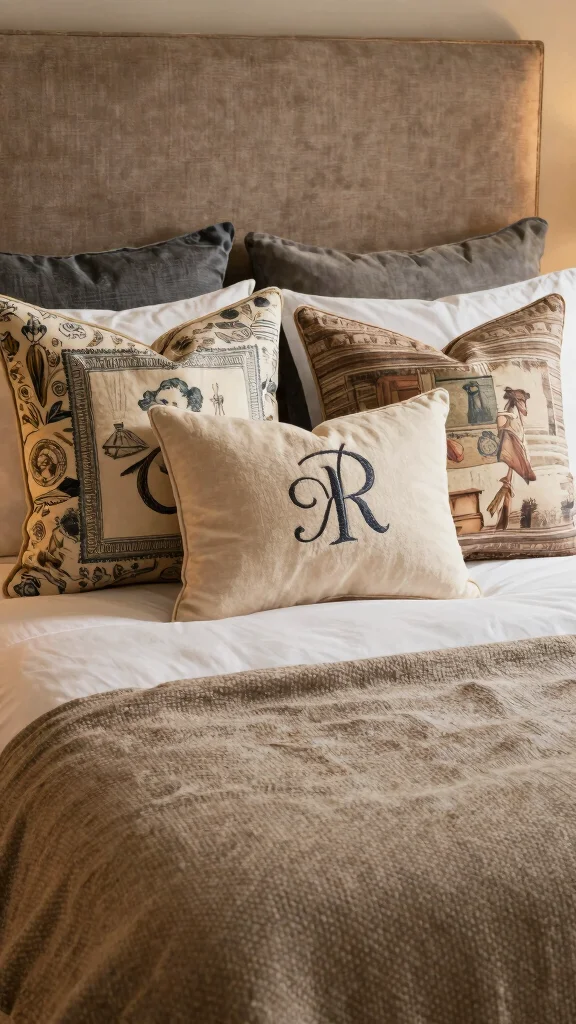 12 Throw Pillow Ideas for a King Size Bed That Feel Luxurious - 12. Personal Touches 1