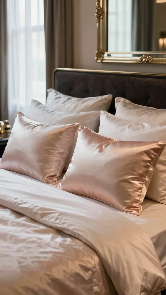 12 Throw Pillow Ideas for a King Size Bed That Feel Luxurious - 2. Satin Elegance 1