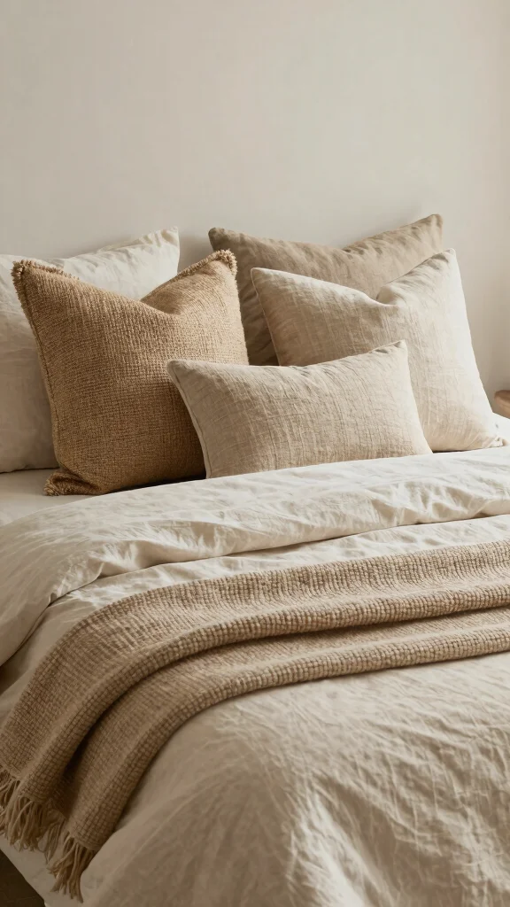 12 Throw Pillow Ideas for a King Size Bed That Feel Luxurious - 5. Natural Fiber Bliss 1