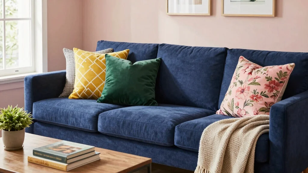 12 Throw Pillow Ideas for a Navy Blue Couch That Pop Beautifully