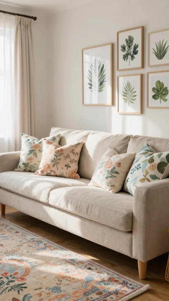 12 Throw Pillow Ideas for a Neutral Couch That Don't Look Flat - 6. Floral Patterns 1