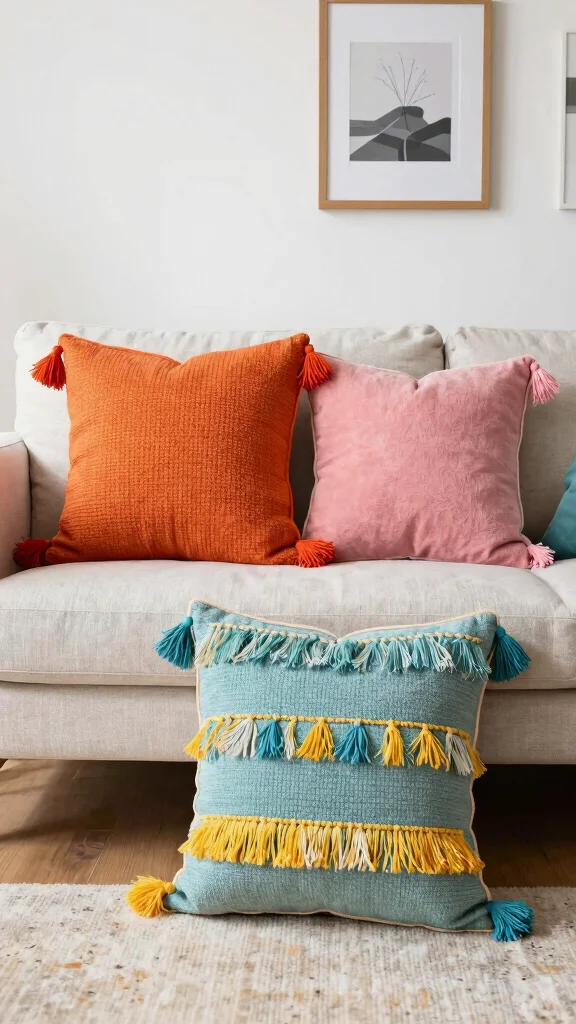 12 Throw Pillow Trends in 2026 to Refresh Your Living Room - 10. Statement Fringes and Tassels 1