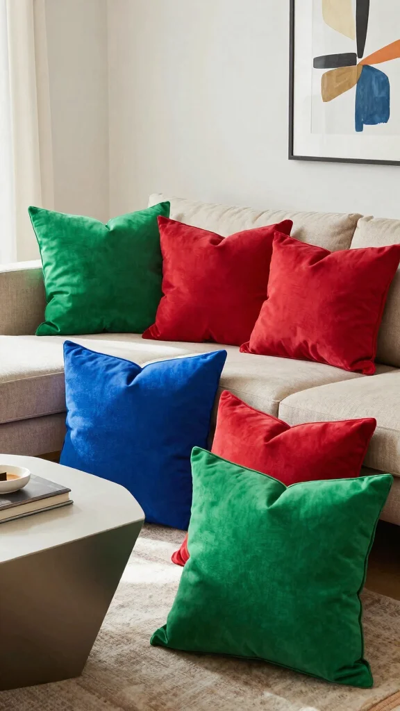 12 Throw Pillow Trends in 2026 to Refresh Your Living Room - 2. Vibrant Color Palettes 1