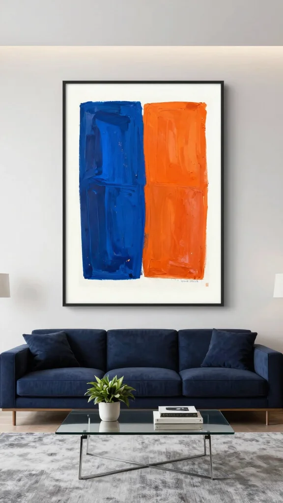 12 Wall Art Ideas Above the Couch for a Polished Living Room - 1. Oversized Framed Artwork 1