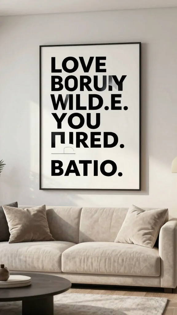 12 Wall Art Ideas Above the Couch for a Polished Living Room - 10. Typography Art 1