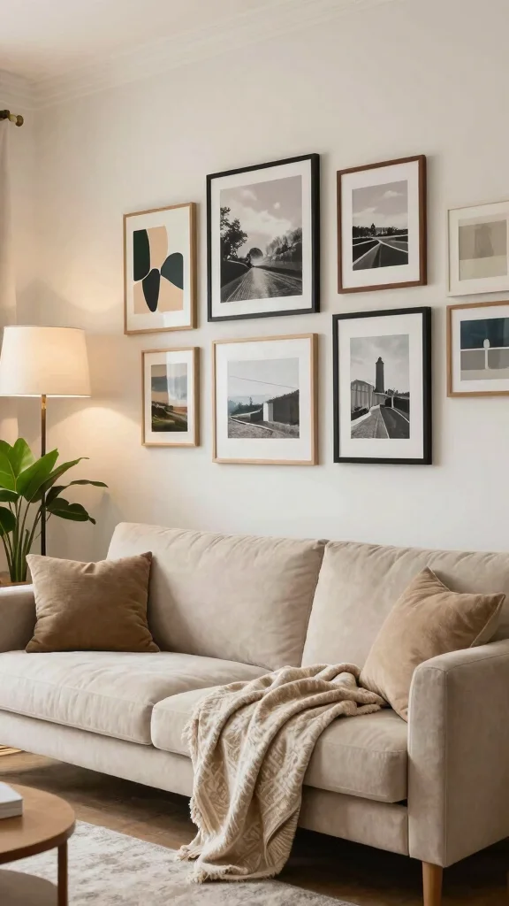12 Wall Art Ideas Above the Couch for a Polished Living Room - 2. Gallery Wall 1