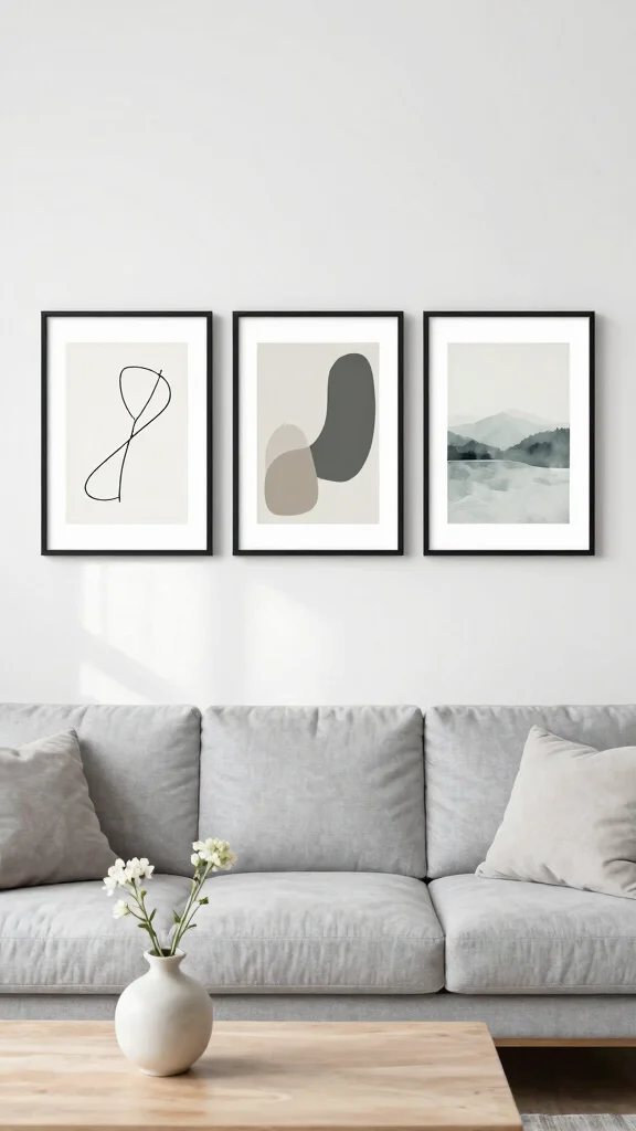 12 Wall Art Ideas Above the Couch for a Polished Living Room - 3. Minimalist Prints 1